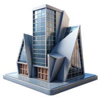 intense vibrant A decontructivist office building, sharp angles, distorted forms, dramatic lighting, authentic png