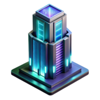 playful picturesque A futuristic skyscraper with holographic windows displaying dynamic content, night lighting, cyberpunk style detailed png