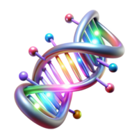 elegant unparalleled A DNA double helix composed of glowing data streams, illuminated by a dynamic, multi colored light, bio tech style png