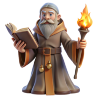 sumptuous inspired A wise old wizard casting a spell in a dusty, forgotten library, warm firelight, classical painting style png