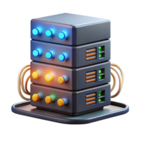 splendid unforgettable A server rack glowing with activity, cables and wires connecting to various devices, data center setting, realistic style png