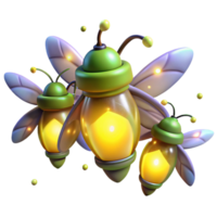radiant remarkable A group of fireflies glowing in a dark forest, magical and enchanting, fantasy style png