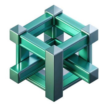 sereno ispirato un' dinamico composizione di intersecano aerei e linee, con un' metallico struttura e un' freddo, blu verde colore schema. isometrico prospettiva png