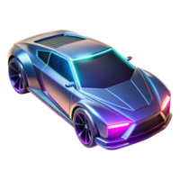 remarkable baroque A futuristic car with sleek, aerodynamic lines, illuminated by neon lights, cyberpunk style sharp png