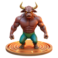 harmonious exquisite A powerful Minotaur standing in the labyrinth, muscles rippling in the torchlight, realistic and detailed, 4K png