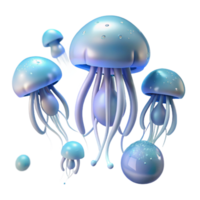 breathtaking vintage A group of jellyfish floating in the ocean, bioluminescent lighting, ethereal and otherworldly style premium png