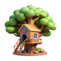 calm striking A whimsical treehouse nestled in the branches of a giant oak, dappled sunlight, cozy and inviting, children s book illustration style expertly shot png