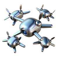 distinctive organic A group of drones flying in formation, metallic finish, dynamic lighting, photorealistic style handcrafted png