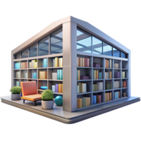 passionate splendid A modern library with floor to ceiling windows, bookshelves filled with books, soft natural light original png