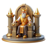 serene futuristic A wise Odin sitting on his throne, grand hall with golden light, Norse Mythology style authentic png