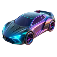 distinctive victorian A futuristic car with sleek, aerodynamic lines, illuminated by neon lights, cyberpunk style artisan png