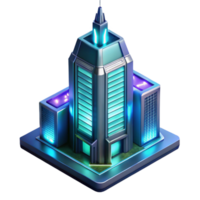 enchanting inspired A futuristic skyscraper with holographic windows displaying dynamic content, night lighting, cyberpunk style png