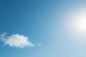 Bright blue sky with bright sunlight at the edge of the frame, light clouds, minimalistic image. vector