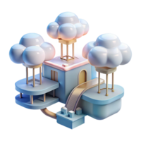 unforgettable rustic A cloud city with floating platforms and interconnected walkways, dreamlike atmosphere, soft lighting, premium png