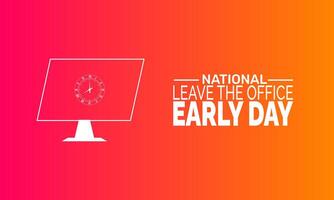 National Leave The Office Early Day encourages workers to wrap up tasks early and enjoy some extra time off to relax recharge or spend quality time outside of the usual work routine vector