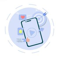 Marketing illustration using media. The concept of monetized content on social networks and digital advertising. vector