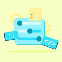 Illustration of configuration settings on the screen. In flat style. vector