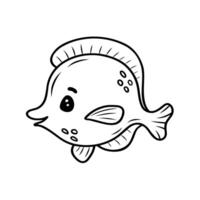 illustration of a fish. Contoured black and white illustration of a fish isolated on a white background. It can be used in coloring book, web design, marine illustration vector