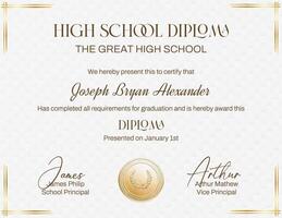 High School Certificate template