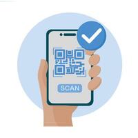 QR Code Scanning Illustration Concept, For web landing page, ui, mobile app and flyer, banner. vector