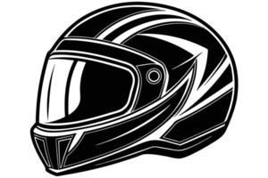 A black and white illustration of a motorcycle helmet vector