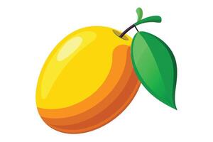 A cartoon apricot with leaves against a plain background vector