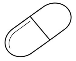 Simple Line Drawing of a Pill Capsule vector