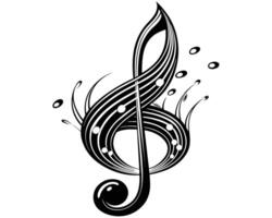 Intricate Treble Clef Design with Music Notes vector