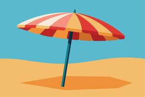 A colorful Beach Umbrella on Sandy Shore vector