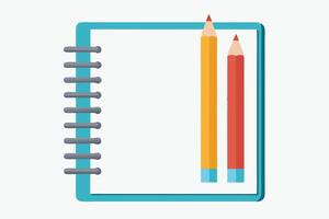 Colorful notebook with pencils, ready for creative expression. vector