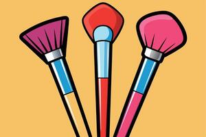 A colorful Makeup Brushes Set Against a Soft Background vector