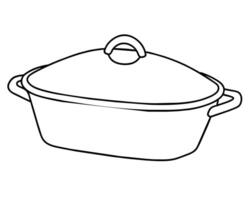 A simple Line Drawing of an Oval Covered Roasting Dish vector