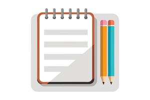 A colorful notebook with pencils, ready for creative expression. vector