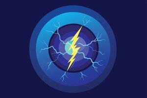 A graphic illustration of a lightning bolt within a circle. vector