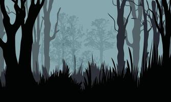 Dark Enchanted Forest with Bare Trees vector