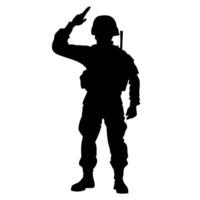Silhouette Of Soldier Saluting In Uniform vector