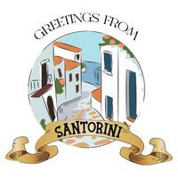 Greetings from Santorini Sign and Badge vector