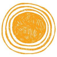 Doodle Abstract Yellow Sun in Hand Drawn Style, Isolated on White Background. Cute nature summer element. Sun, heat icon with rays vector