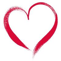 Hand Drawn Grunge Red Heart Icon. Creative love sign with rough edges. Abstract freehand doodle shape of heart. Highlight splash vector