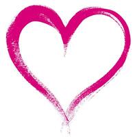 Hand Drawn Pink Grunge Heart. Creative love sign with rough edges. Abstract freehand doodle shape of heart. Highlight splash vector