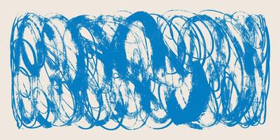 Abstract Hand Drawn Grunge Scribble Ink Background with Blue Lines. Creative brush lines with rough edges. Abstract freehand line borders. Highlight splashes vector