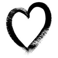 Grunge Black Heart Symbol Drawn with Markers. Creative love sign with rough edges. Abstract freehand doodle shape of heart. Highlight splash vector