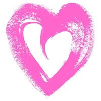 Grunge Bulky Heart Symbol with Pink Colors. Creative love sign with rough edges. Abstract freehand doodle shape of heart. Highlight splash vector