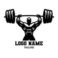 Muscular Bodybuilder Lifting Heavy Barbell Logo - Strength and Fitness Gym Branding vector
