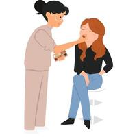 Make up artist working with clients vector