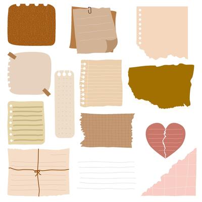 Hand Drawn Vintage Notes and Paper Pieces