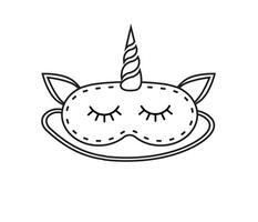 Flat cartoon unicorn sleeping mask isolated on white background vector