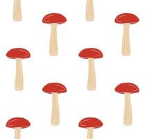 Seamless pattern of black hand drawn sketch brown cap boletus mushroom isolated on white background vector