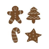 Set bundle of hand drawn doodle sketch ginger bread cookies isolated on white background vector