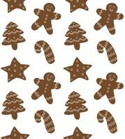 Seamless pattern of hand drawn doodle sketch ginger bread cookies isolated on white background vector